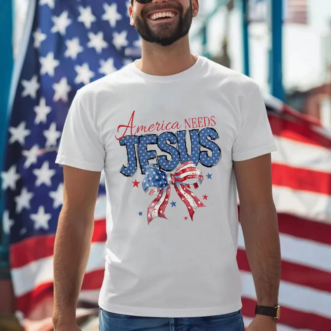 Winter Clothing Needs - America Needs Jesus Christian T-Shirt Men's