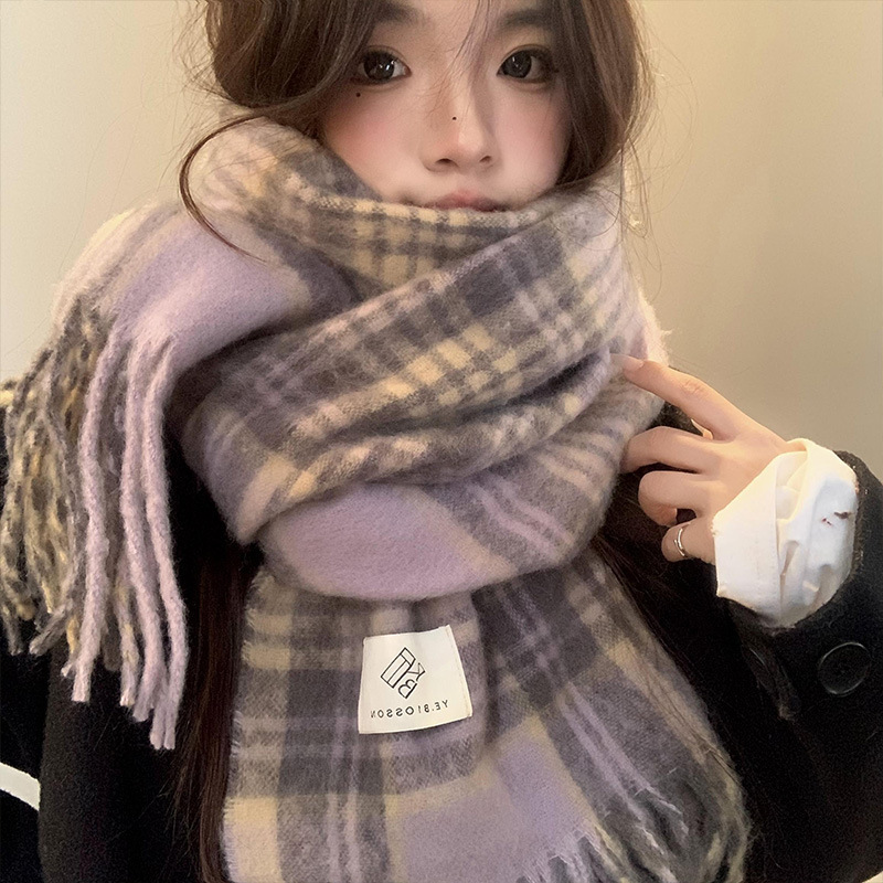 Purple Plaid Scarf Women's Aut - đánh giá và giá Winter Clothing Korea