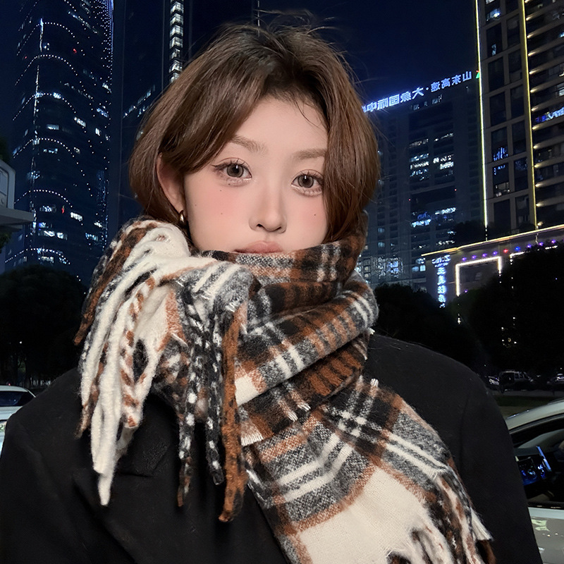 Purple Plaid Scarf Women's Aut - đánh giá và giá Winter Clothing Korea