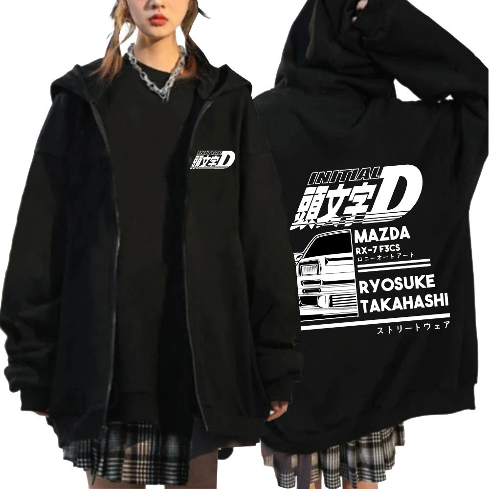 Initial D Zipper Hoodies Men's - đánh giá và giá Winter Under Clothing
