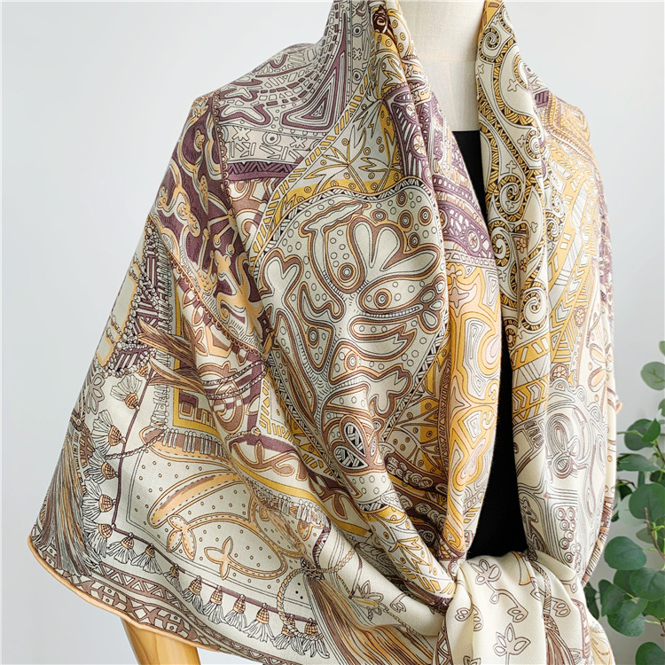 Silk Wool Scarf 135CM Luxury D - đánh giá và giá Winter Clothing Hong Kong