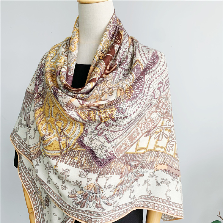 Silk Wool Scarf 135CM Luxury D - đánh giá và giá Winter Clothing Hong Kong
